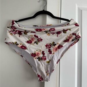 Floral Print High-Waisted Bikini Bottoms